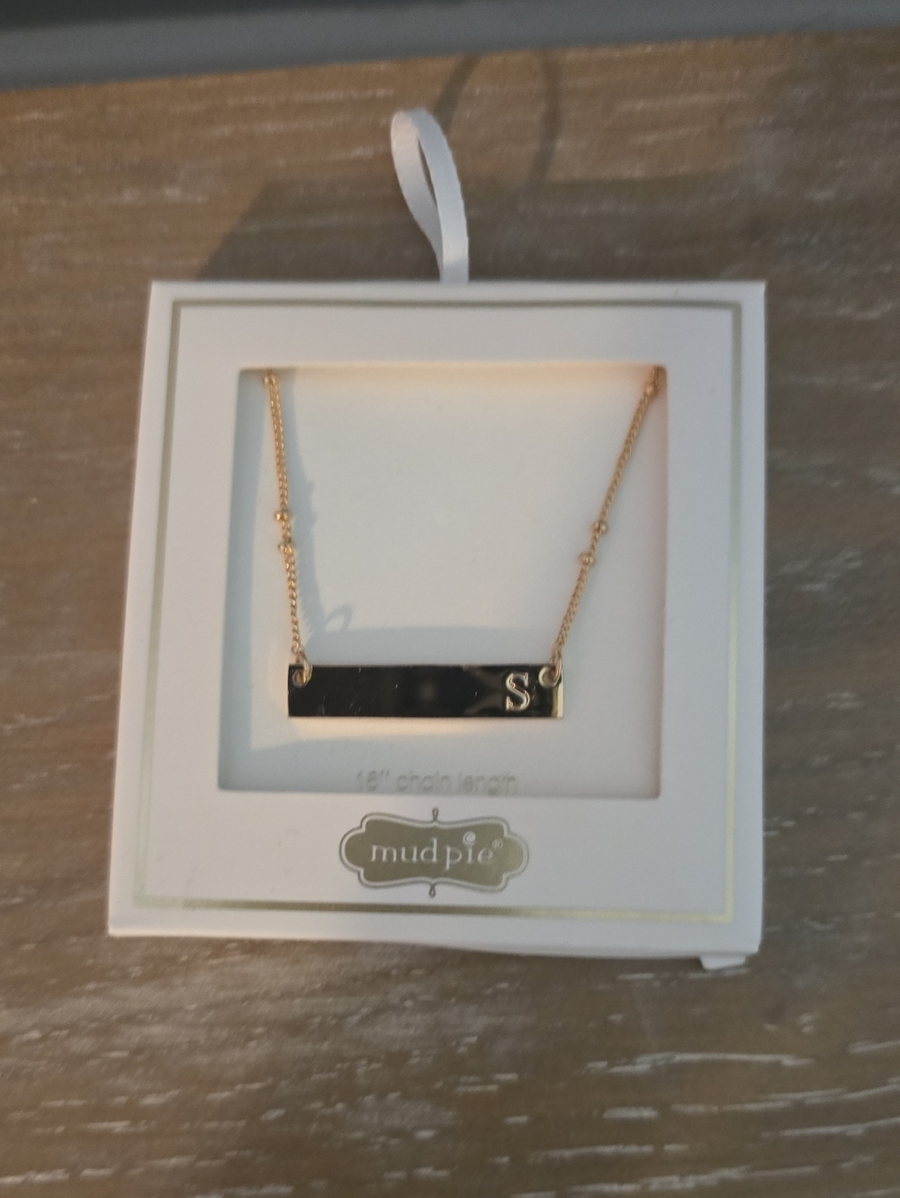 Mud Pie Gold Bar Initial "S" Necklace - Gold